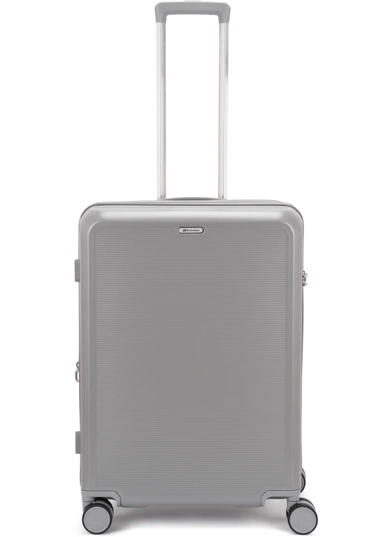 Echolac  Sense 56+67+78 Cm Hardcase Expandable 4-Double Wheeled 3 Piece Luggage Trolley Set - Silver  | Best Price UAE